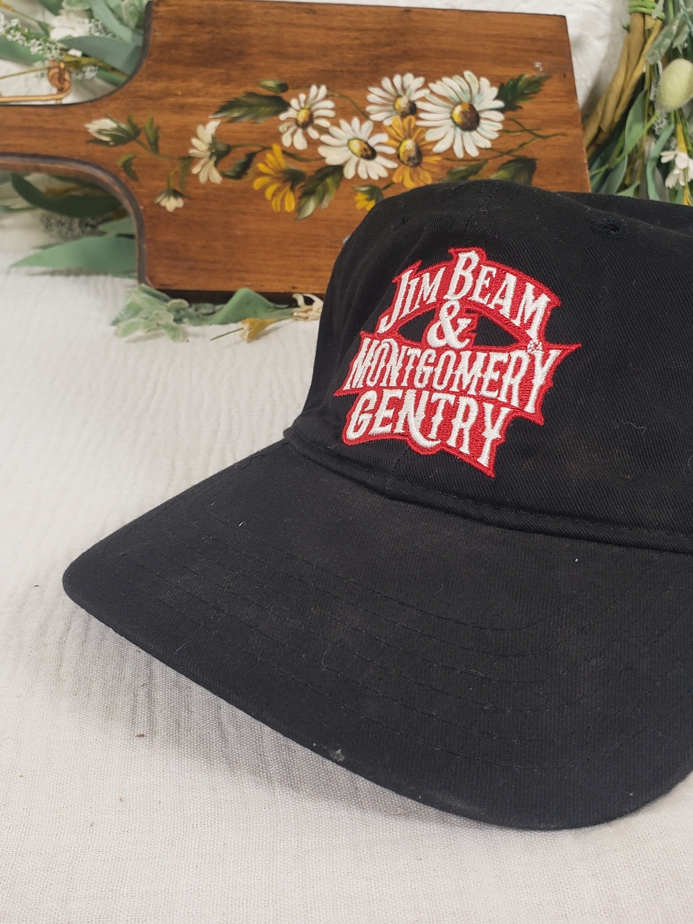 Jim Beam Montgomery Gentry Black Red Embroidered Baseball Cap
